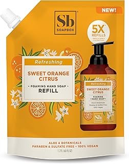 Soapbox Foaming Hand Soap Refill, Sweet Orange Citrus, Gentle & Moisturizing Foaming Hand Wash for Kitchen and Bathroom, Vegan & Cruelty Free, 64oz Half Gallon Refill, Pack of 1
