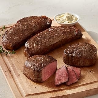 The Steak Sizzle Pack - Premium Super Trimmed Filet Mignon and Kansas City Strip Steak with Roasted Garlic Finishing Butter and Cooking Instructions from Kansas City Steak Company