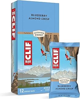 CLIF Bar Energy Bars - Blueberry Crisp - Made with Organic Oats - Plant Based Food - Vegetarian - Kosher (2.4 Ounce Protein Bars, 12 Count)