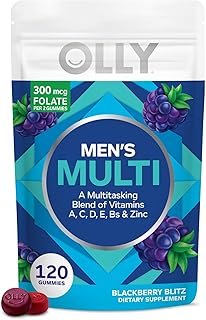 OLLY Men's Multivitamin Gummy, Immune Support, Vitamins A, C, D, E, B, Lycopene, Zinc, BlackBerry, 60 Day Supply - 120 Count