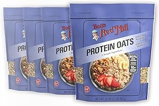 Bob's Red Mill Gluten Free Protein Oats, 32oz (Pack of 4) - 10g Protein/Serving, Non GMO, Whole Grain, Vegan, Kosher