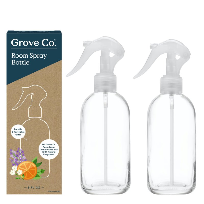 Grove Co. Spray Bottle Set (2 Pack) Refillable 8 Oz Glass Spray Bottles for Room Spray Concentrates, Made of Lead-Free, Partially Recycled Glass, Dishwasher Safe, Help Reduce Plastic Waste