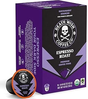 Death Wish Coffee Espresso Roast Single Serve Coffee Pods - Fair Trade and Organic (10 Count)