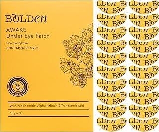 BOLDEN Awake Under Eye Patch | Eye Mask For Dark Circles, Puffiness & Discoloration | Brightening Eye Pads With Niacinamide, Alpha Arbutin, Tranexamic Acid & Vitamin C | 10 Pairs