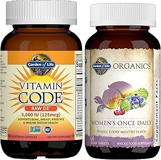 Garden of Life Organics Women's Once Dail,y 60ct & Vitamin Code Vitamin D3 5,000IU, 60ct