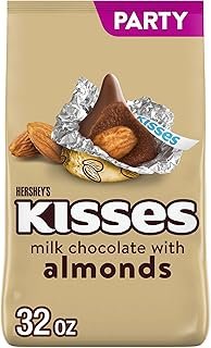 Hershey's Kisses Milk Chocolate with Almonds, Christmas Candy Party Pack, 32 oz