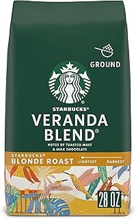 Ground Coffee, Starbucks Blonde Roast Coffee, Veranda Blend, 100% Arabica, 1 bag (28 oz)