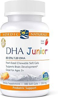 Nordic Naturals Pro DHA Junior, Strawberry - 180 Mini Chewable Soft Gels - 250 mg Total Omega-3s with EPA & DHA - Brain Development & Visual Function - Non-GMO - 45 Servings