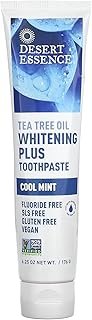 Desert Essence Tea Tree Oil Whitening Plus Toothpaste - 6.25 Oz - Antiseptic Tea Tree Oil - Zinc Citrate - Baking Soda - Freshens Breath - Reduced Plaque - Fluoride Free
