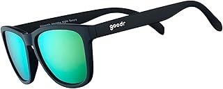 goodr Vincent's Absinthe Night Terrors Polarized Sunglasses for Men & Women, Medium Sized (OG), Black Solid Frame with Green Gold Mirrored Reflective Lenses, UV400 Protection, No Slip, No Bounce