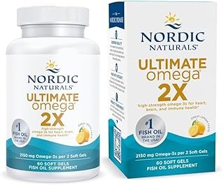 Nordic Naturals Ultimate Omega 2X, Lemon Flavor - 60 Soft Gels - 2150 mg Omega-3 - High-Potency Fish Oil with EPA & DHA - Promotes Brain & Heart Health - Non-GMO - 30 Servings