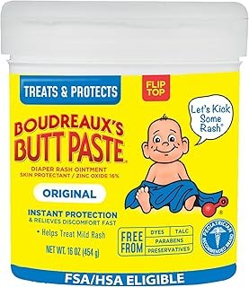 Boudreaux's Butt Paste Original Diaper Rash Cream, Ointment for Baby, 16 oz Flip-Top Jar