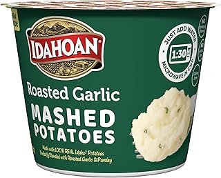 Idahoan Roasted Garlic Mashed Potatoes Cup, 100% Real Idaho® Potatoes, Microwavable, Gluten-Free, 1.5 Ounce (Pack of 10)