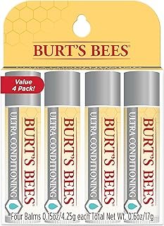 Burt's Bees Lip Balm, Moisturizing Lip Care, 100% Natural Origin, Ultra Conditioning with Shea, Cocoa & Kokum Butter (4 Pack)