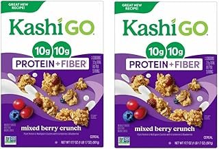 Generic Kashi Go.Cold Breakfast Cereal - Vegan Protein - Fiber Cereal - Mixed Berry Crunch - 17.7 Oz Box - Pack of 2