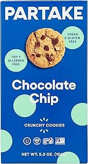 Partake Foods Crunchy Cookies, Chocolate Chip, Gluten Free & Non-GMO, 5.5 Oz (Pack of 6), Natural