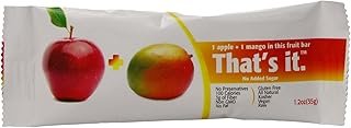 That's It Apple + Mango 100% Natural Real Fruit Bar, Best High Fiber Vegan, Gluten Free Healthy Snack, Paleo for Children & Adults, Non GMO No Added Sugar, No Preservatives Energy Food (24 Pack)