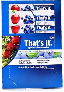 That's it Apple 100% Natural Real Fruit Bar, Best High Fiber Vegan, Gluten Free Healthy Snack, Paleo for Children & Adults, Non GMO Sugar-Free, 1.2 Ounce (Pack of 12)