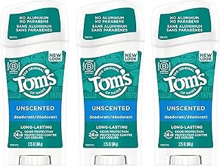 Tom's of Maine Long-Lasting Aluminum-Free Natural Deodorant for Women, Unscented, 2.25 oz. 3-Pack (Packaging May Vary)