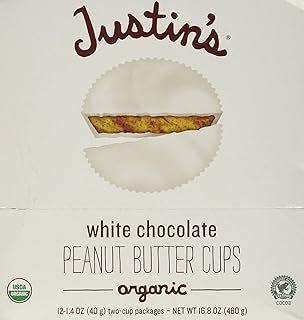 Justins Organic White Chocolate Peanut Butter Cup, 1.4 Ounce - 12 per case.