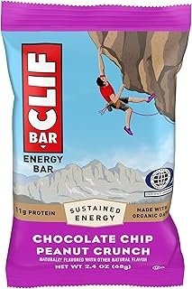 CLIF Bar Chocolate Chip Peanut Crunch - Made with Organic Oats - Energy Bars - Non-GMO - Plant Based Protein Bars (1 Count)
