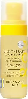 Beekman 1802 Milk Therapy Peptide Leave-In Treatment – Tames Frizz & Deeply Hydrates With Goat Milk Proteins, Brazilian Flex Peptide Bond & Hydrolyzed Collagen, Sulfate Free, 8.45 fl oz