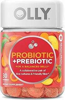 OLLY Probiotic + Prebiotic Gummy, Peach, 30 Count, 360 Count, (Pack of 12)