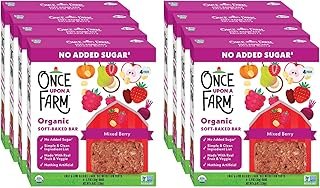 Once Upon a Farm Organic Mixed Berry Soft Baked Bar | Strawberry, Raspberry, Beet & Oats | Made with Real Fruit & Veggies | No Added Sugar | 8 Boxes