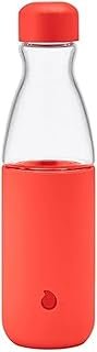 S'well Glass Original Water Bottle, 18oz, Radiant Coral, Break Resistant Glass With Protective Silicone Sleeve, BPA Free, Zero Plastic, Leakproof