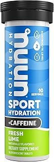 Nuun Sport + Caffeine: Electrolyte Tablets, Fresh Lime, 1 Tube (10 servings)
