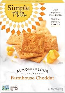 Simple Mills Almond Flour Crackers, Farmhouse Cheddar - Gluten Free, Healthy Snacks, 4.25 Ounce (Pack of 1)