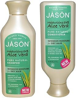 JASON All Natural Organic Aloe Vera Shampoo and Conditioner Bundle with Dry Hair Treatment Product, Calendula, Chamomile and Grapefruit, No Sulfates, No Parabens, Vegan, 16 fl oz each