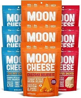Moon Cheese Variety Pack, 2 ounce, 9-pack, Crunchy, Protein Rich Cheese Snack, Keto Friendly, 100% Real Cheese