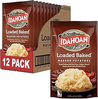 Idahoan Loaded Baked Mashed Potatoes, Naturally Gluten-Free, 100% Real Idaho Potatoes, 4 servings per bag, 4 ounce (Pack of 12)