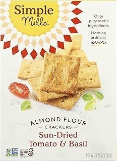 Simple Mills Variety Snacks, Fine Ground Sea Salt, Rosemary & Sea Salt, Sun Dried Tomato & Basil, 4.25 oz Pack of 6