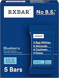 RXBAR Protein Bars, Protein Snack, Snack Bars, Blueberry, 9.1oz Box (5 Bars)