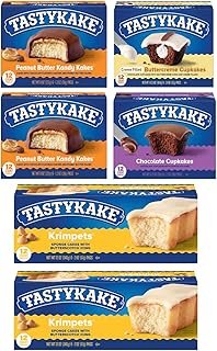 Tastykake Variety Bundle - Peanut Butter Kandykakes, Butterscotch Krimpets, Chocolate Cupkakes, Buttercreme Cupkakes - 6 Boxes