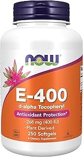 NOW Foods Supplements, Vitamin E-400 IU, D-Alpha Tocopheryl, Antioxidant Protection*, 250 Softgels