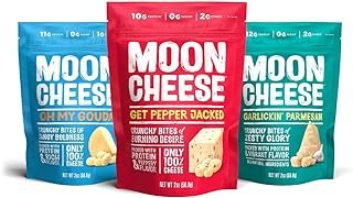 Moon Cheese Bites Bundle, Garlickin' Parmesan, Oh My Gouda, Get Pepper Jacked, 2-Ounce, 3-Pack, Lunch or After-School Snack