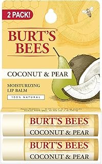 Burt's Bees Lip Balm - Coconut and Pear, Lip Moisturizer With Responsibly Sourced Beeswax, Tint-Free, Natural Origin Conditioning Treatment, 2 Tubes, 0.15 oz.