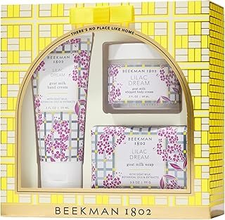 Beekman 1802 Wake up and Smell the Lilacs Bodycare Gift Set - Set of 3 - Scented - Cleanses, Moisturizes & Hydrates - With Lactic Acid & Shea Butter - Good for Sensitive Skin - Cruelty Free
