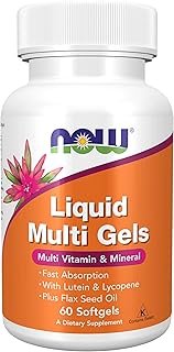 NOW Foods Supplements, Liquid Multi Gels with Lutein and Lycopene, plus Flax Seed Oil, 60 Softgels