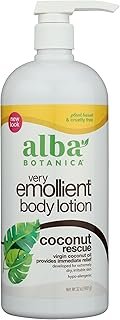 Alba Botanica Very Emollient Body Lotion, Coconut Rescue, 32 oz. (Packaging May Vary)