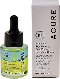 Acure Radically Rejuvenating Dual Phase Bakuchiol Serum - Bakuchiol Oil Serum for Face, Anti Aging Retinol Alternative for Wrinkles & Fine Lines, Cold Pressed Botanical Oils, Vegan - 0.67 fl oz
