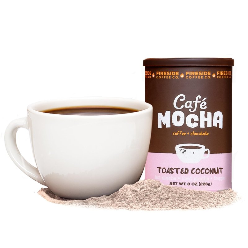 Fireside Coffee Cafe Mocha Instant Flavored Coffee 8 Ounce Canister - Toasted Coconut