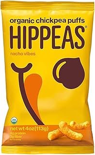 HIPPEAS Organic Chickpea Puffs + Vegan Nacho Vibes | 4 Ounce, 12 Count | Vegan, Gluten-Free, Crunchy, Protein Snacks