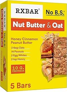RXBAR Nut Butter and Oat Protein Bars, Protein Snacks, Snack Bars, Honey Cinnamon Peanut Butter, 9.7oz Box (5 Bars)