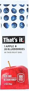 That's It Apple + Blueberry Fruit Bar, No Sugar Added, Non GMO, 1.2 Ounce (Pack Of 12)