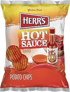 Herr’s Hot Sauce Ripple Potato Chips, 1 Oz Bag (Pack of 42 Bags), Spicy Snack On-the-Go