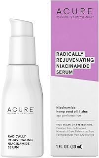Acure Radically Rejuvenating Niacinamide Serum - Facial Anti-Aging Support Serum with Niacinamide, Hemp Seed Oil & Zinc PCA - Reduce Fine Line, Wrinkle & Minimize Pimple or Breakout - 100% Vegan -30ml